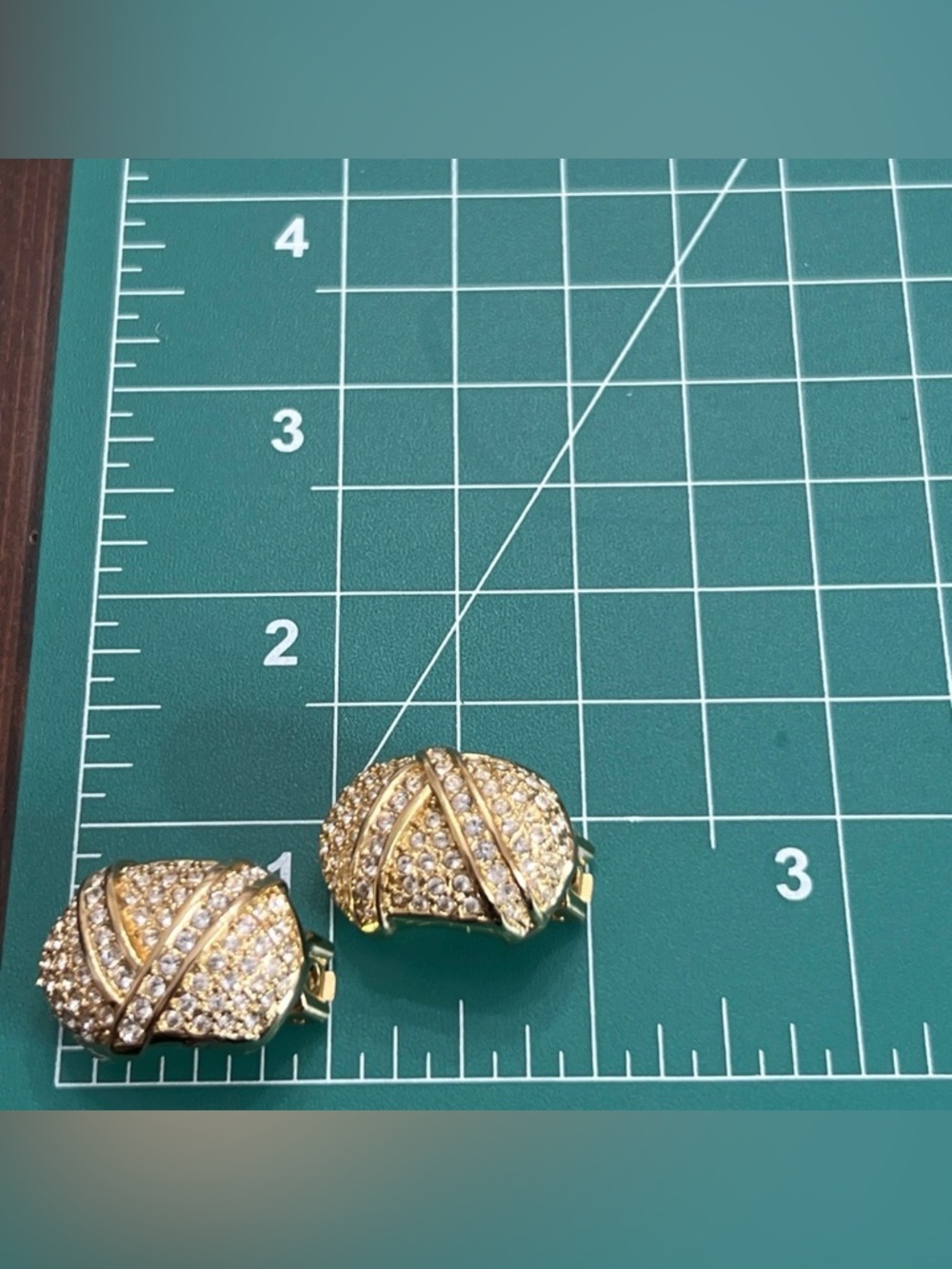 Vintage Christian Dior Classic Wrapped Knot Rhinestone Gold Hoop Clip Earrings - Picture 10 of 10